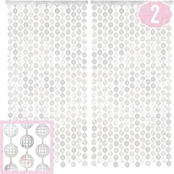 Disco ball foil curtain party backdrop bachelorette birthday wedding New Years E - Picture 4 of 4